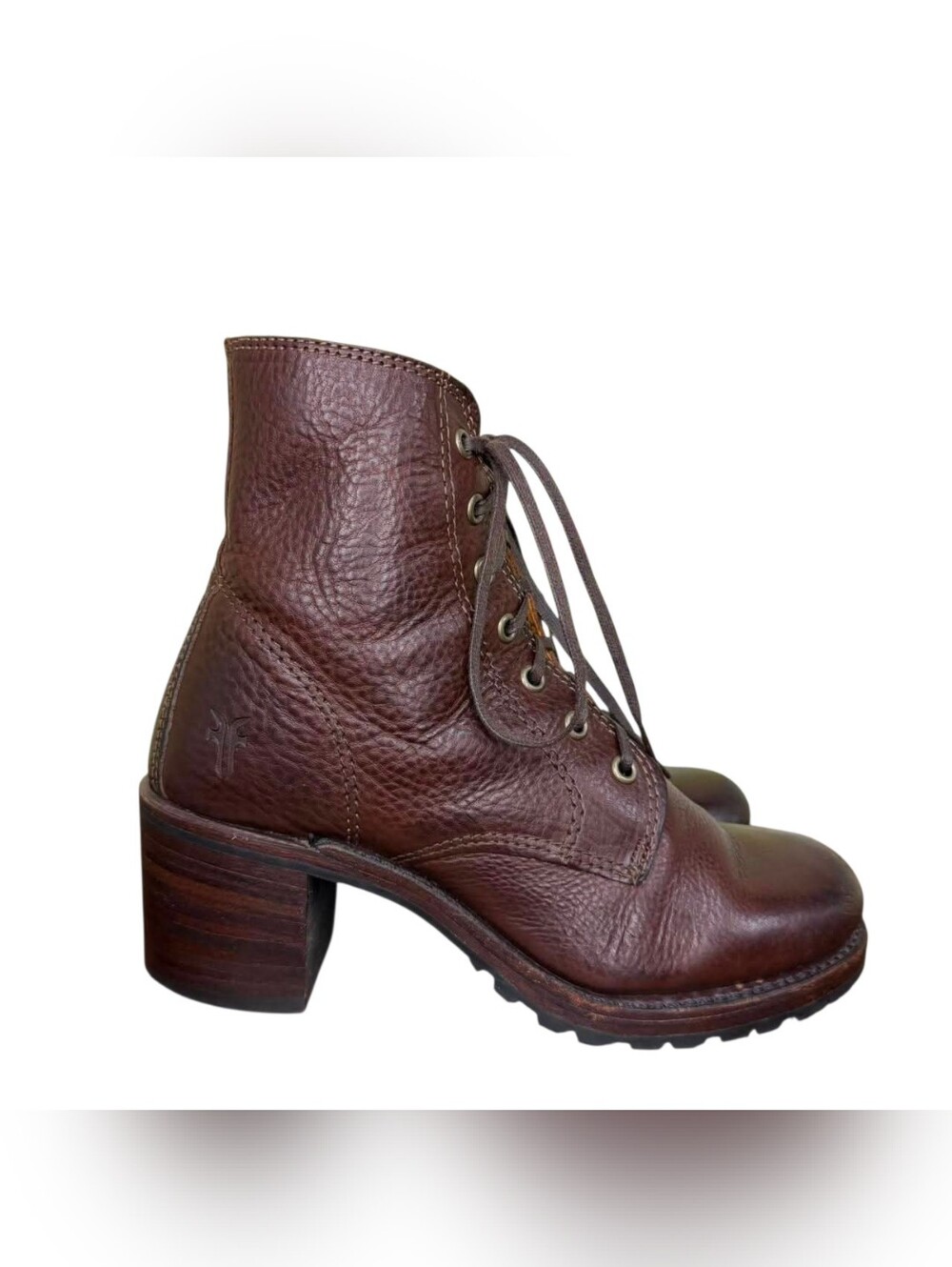 Frye Vintage Sabrina 6G Lace Up Boots Booties Made USA Sz 5.5 Brown Leather